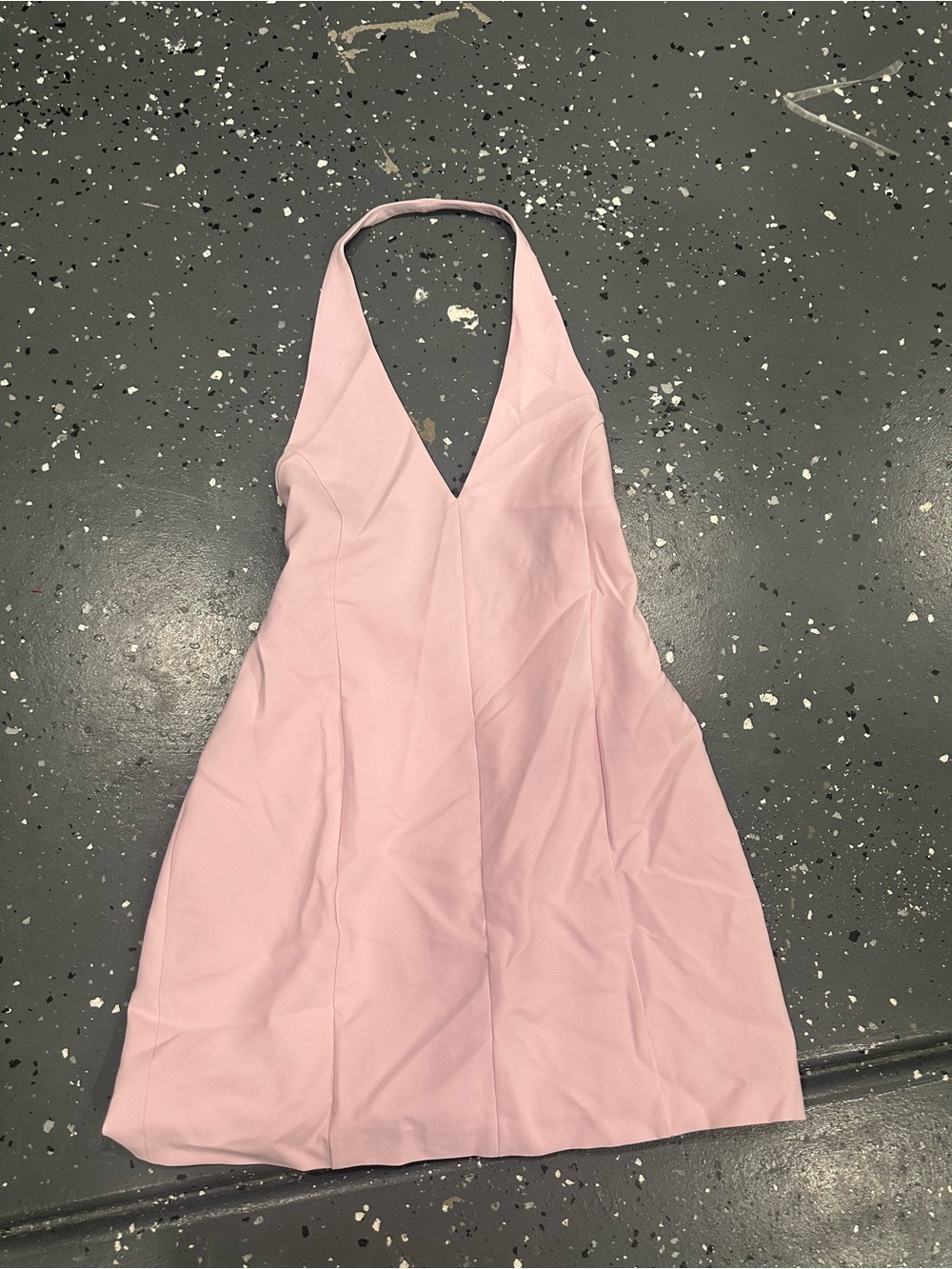 Halter V-Neck Pink A-Line Dress